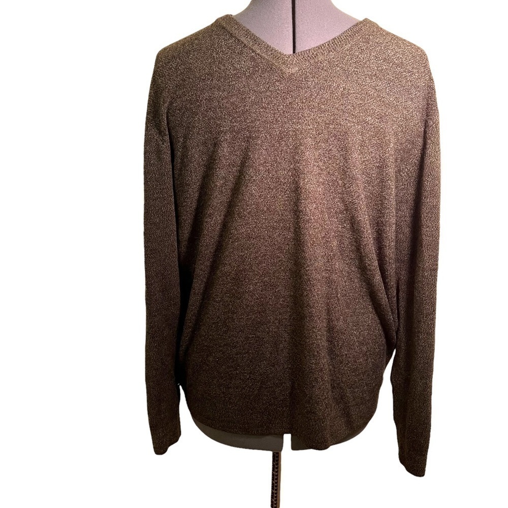 Dockers Mens Size XXL V-Neck Sweater Asphalt Dark Gray Black Long Sleeve Acrylic